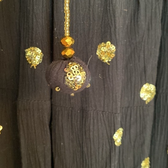 GOA Collection black tiered maxi skirt with circles of gold sequins size S/M - Picture 5 of 10